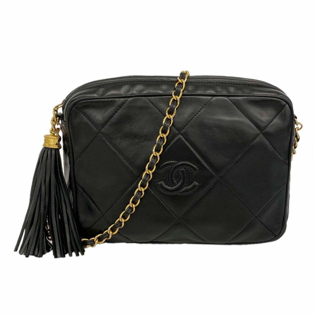 CHANEL Black Lambskin Leather Shoulder Bag - Picture 1 of 10